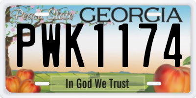 GA license plate PWK1174