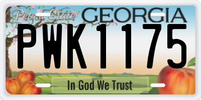 GA license plate PWK1175