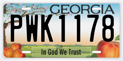 GA license plate PWK1178