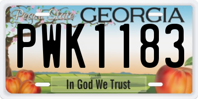 GA license plate PWK1183
