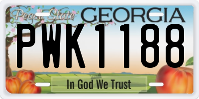 GA license plate PWK1188