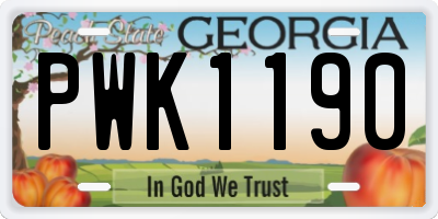 GA license plate PWK1190