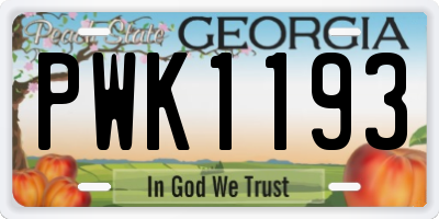 GA license plate PWK1193