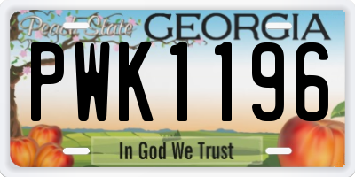 GA license plate PWK1196
