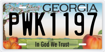 GA license plate PWK1197