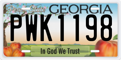 GA license plate PWK1198