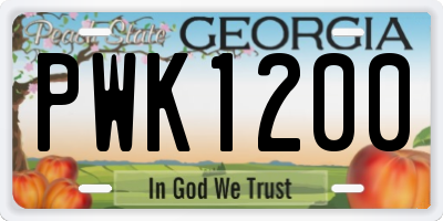 GA license plate PWK1200