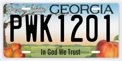 GA license plate PWK1201