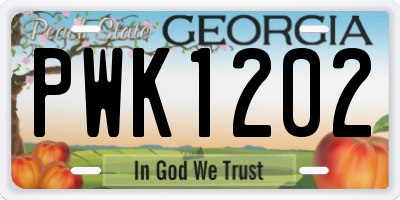 GA license plate PWK1202