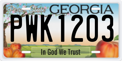 GA license plate PWK1203