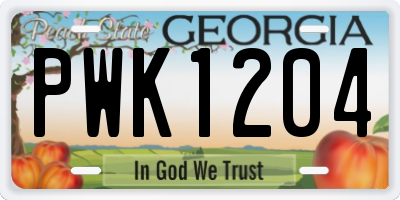 GA license plate PWK1204