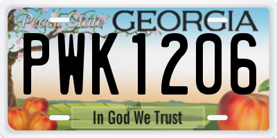 GA license plate PWK1206