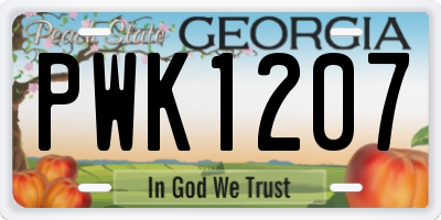 GA license plate PWK1207