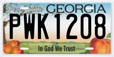 GA license plate PWK1208
