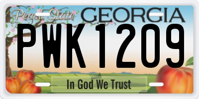 GA license plate PWK1209