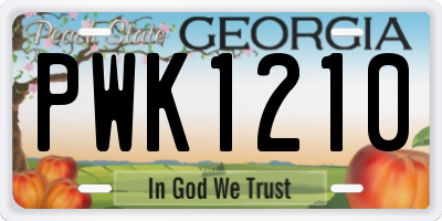GA license plate PWK1210
