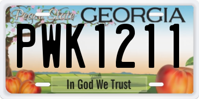 GA license plate PWK1211