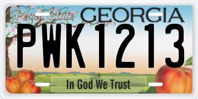 GA license plate PWK1213