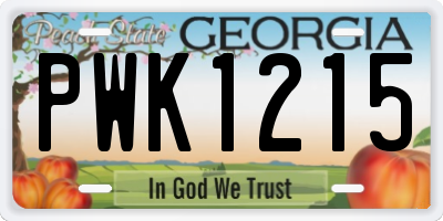 GA license plate PWK1215