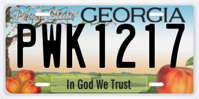 GA license plate PWK1217