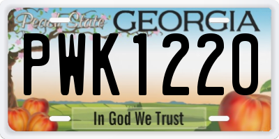 GA license plate PWK1220