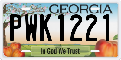 GA license plate PWK1221