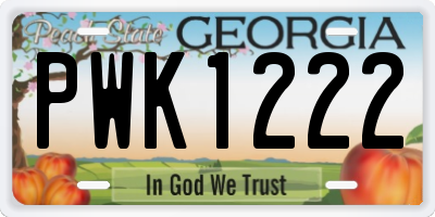 GA license plate PWK1222