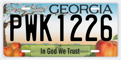 GA license plate PWK1226