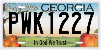 GA license plate PWK1227