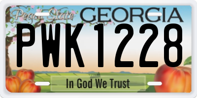 GA license plate PWK1228