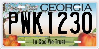 GA license plate PWK1230