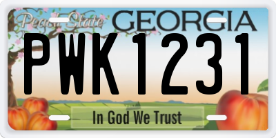GA license plate PWK1231