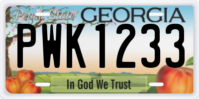 GA license plate PWK1233
