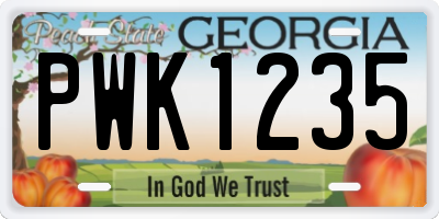 GA license plate PWK1235