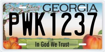 GA license plate PWK1237