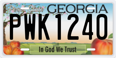 GA license plate PWK1240