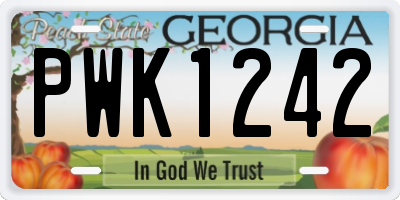 GA license plate PWK1242