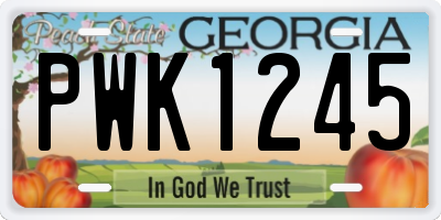 GA license plate PWK1245