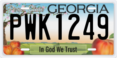 GA license plate PWK1249