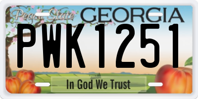 GA license plate PWK1251