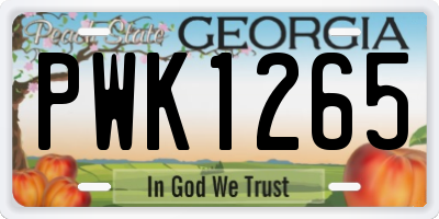 GA license plate PWK1265