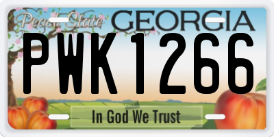 GA license plate PWK1266