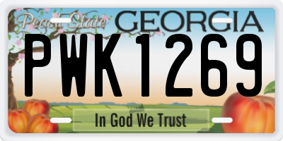 GA license plate PWK1269