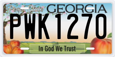 GA license plate PWK1270