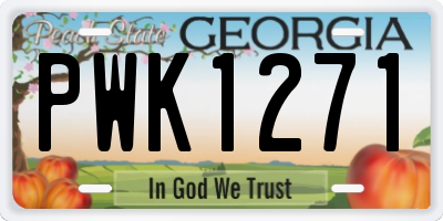 GA license plate PWK1271