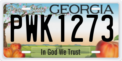 GA license plate PWK1273