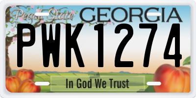 GA license plate PWK1274
