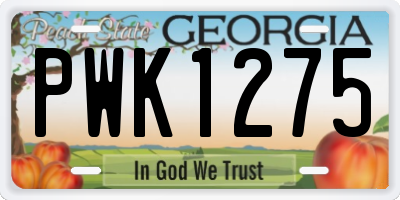 GA license plate PWK1275