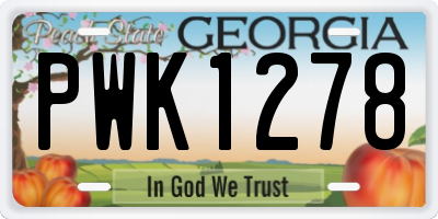 GA license plate PWK1278