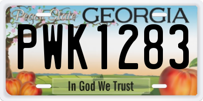 GA license plate PWK1283